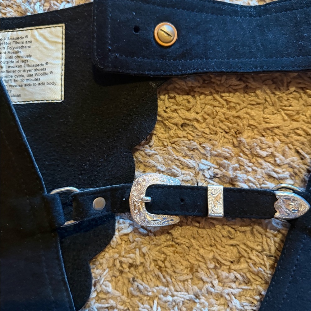 Hobby Horse Black Ultrasuede Scalloped Show Chaps - Picture 4 of 11